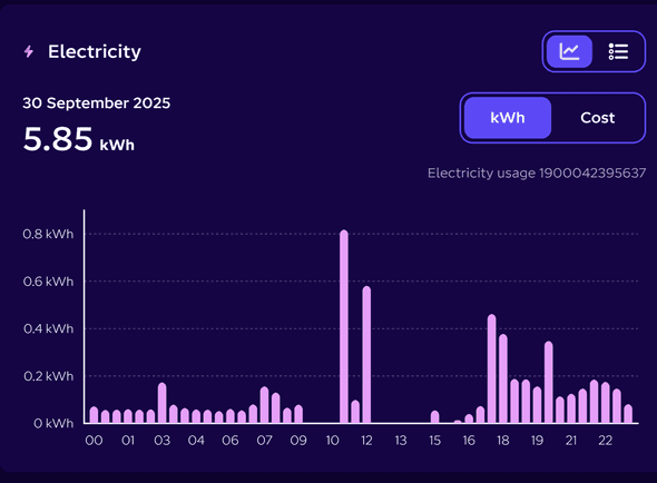 Typical daily by hour consumption